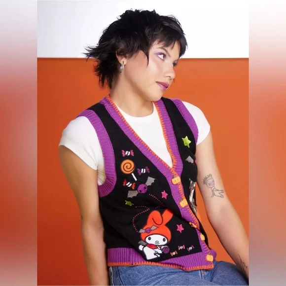 Sanrio My Melody & Kuromi Halloween Sweater Vest Halloween Sanrio Hot Topic M - Picture 7 of 12